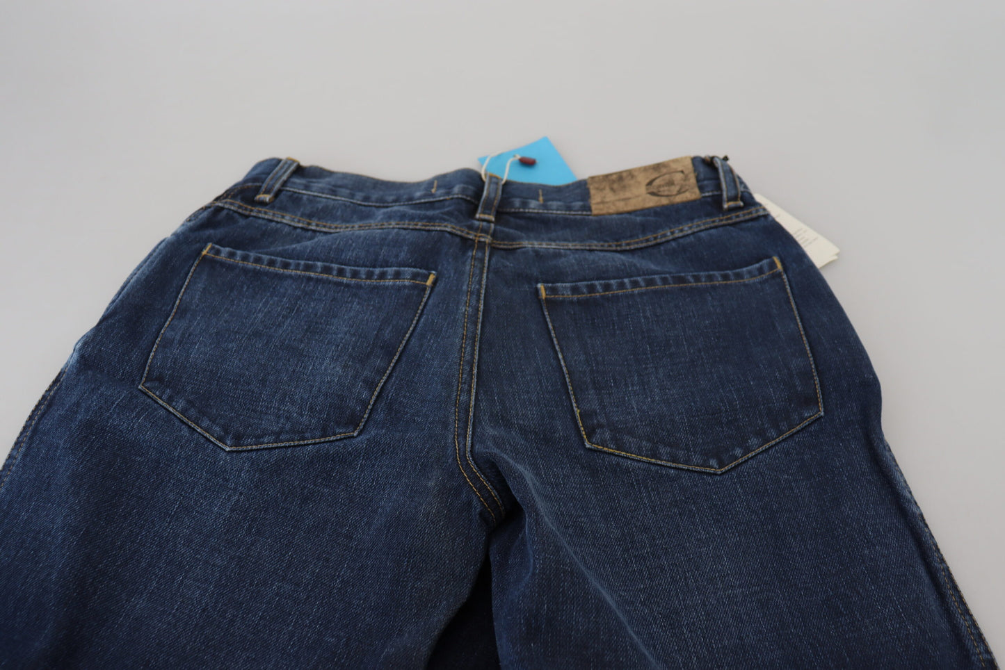 Just Cavalli Blue Low Waist Flared Leg Cotton Denim Jeans