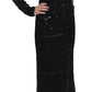 John Richmond Black Silk Full Length Sequined Gown Dress