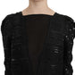 John Richmond Black Silk Full Length Sequined Gown Dress