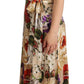 Dolce & Gabbana Beige One Shoulder Floral Mid Length Dress