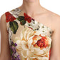 Dolce & Gabbana Beige One Shoulder Floral Mid Length Dress