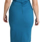 Dolce & Gabbana Blue Bodycon Sheath Knee Length Wool Dress
