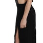 John Richmond Black Crystal Leather Gown Flare Dress