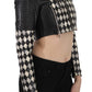 John Richmond Black White Leather Short Cropped Biker Jacket Coat
