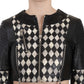 John Richmond Black White Leather Short Cropped Biker Jacket Coat