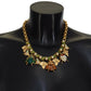 Dolce & Gabbana Gold Crystal Bug Charm Pendant Statement Necklace