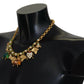 Dolce & Gabbana Gold Crystal Bug Charm Pendant Statement Necklace