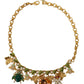 Dolce & Gabbana Gold Crystal Bug Charm Pendant Statement Necklace