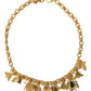 Dolce & Gabbana Gold Crystal Bug Charm Pendant Statement Necklace