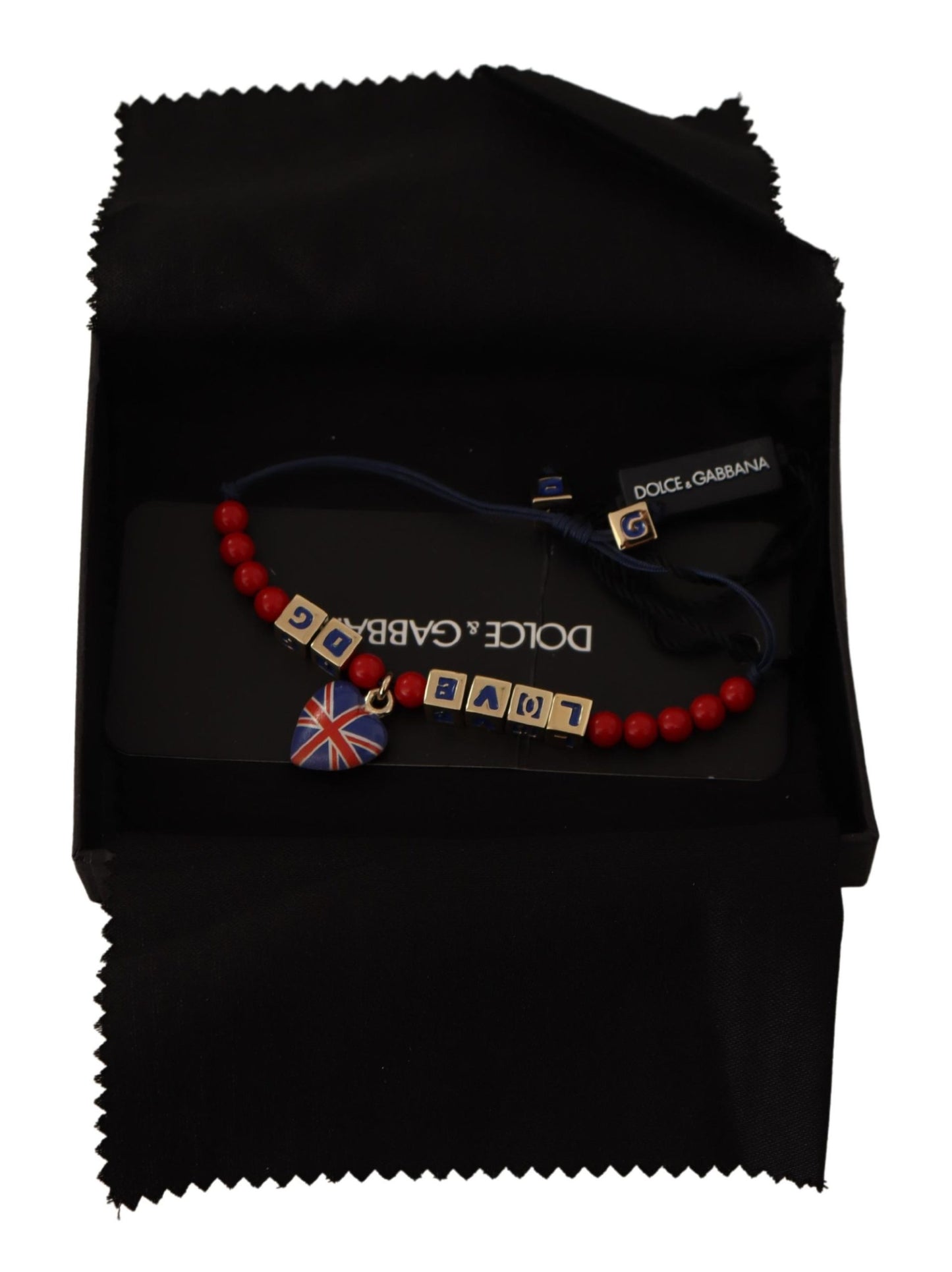 Dolce & Gabbana Red Blue Beaded DG LOVES LONDON Flag Branded Bracelet