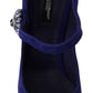 Dolce & Gabbana Purple Suede Crystal Pumps Heels Shoes