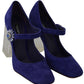Dolce & Gabbana Purple Suede Crystal Pumps Heels Shoes