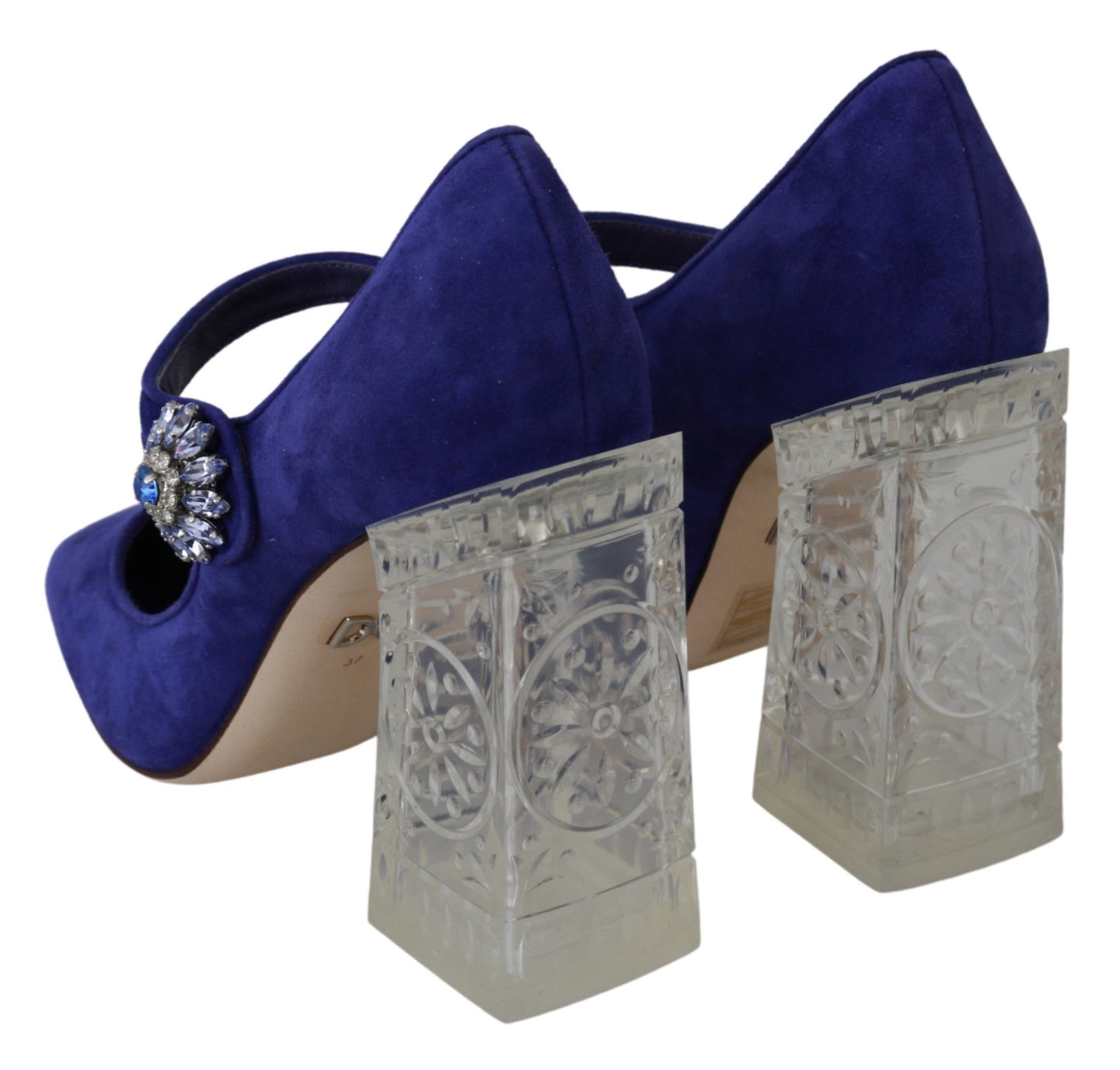 Dolce & Gabbana Purple Suede Crystal Pumps Heels Shoes