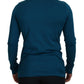 Dolce & Gabbana Blue Cotton Collared Slim Pullover Sweater