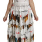 Dolce & Gabbana White Rooster Sheath Midi Cotton Dress
