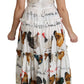 Dolce & Gabbana White Rooster Sheath Midi Cotton Dress