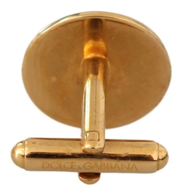 Dolce & Gabbana Gold Plated Brass Round Pin Men Cufflinks