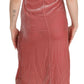 PINKO Pink Lace Spaghetti Strap Side Slit Shift Midi Dress