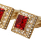 Dolce & Gabbana Gold Plated Sterling 925 Silver Crystal Accessory Cufflinks