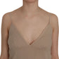 PINK MEMORIES Beige Lace Spaghetti Strap Mini Cotton Dress
