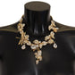 Dolce & Gabbana Gold Brass Floral Sicily Crystal Statement Necklace