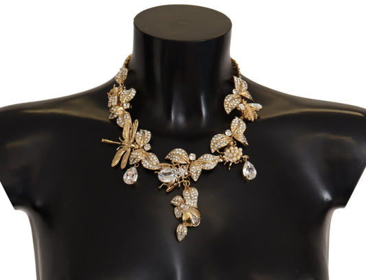 Dolce & Gabbana Gold Brass Floral Sicily Crystal Statement Necklace