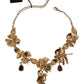 Dolce & Gabbana Gold Brass Floral Sicily Crystal Statement Necklace