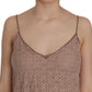 PINK MEMORIES Beige Spaghetti Strap A-line Mini Cotton Dress