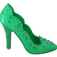 Dolce & Gabbana Green Crystal Floral Heels CINDERELLA Shoes