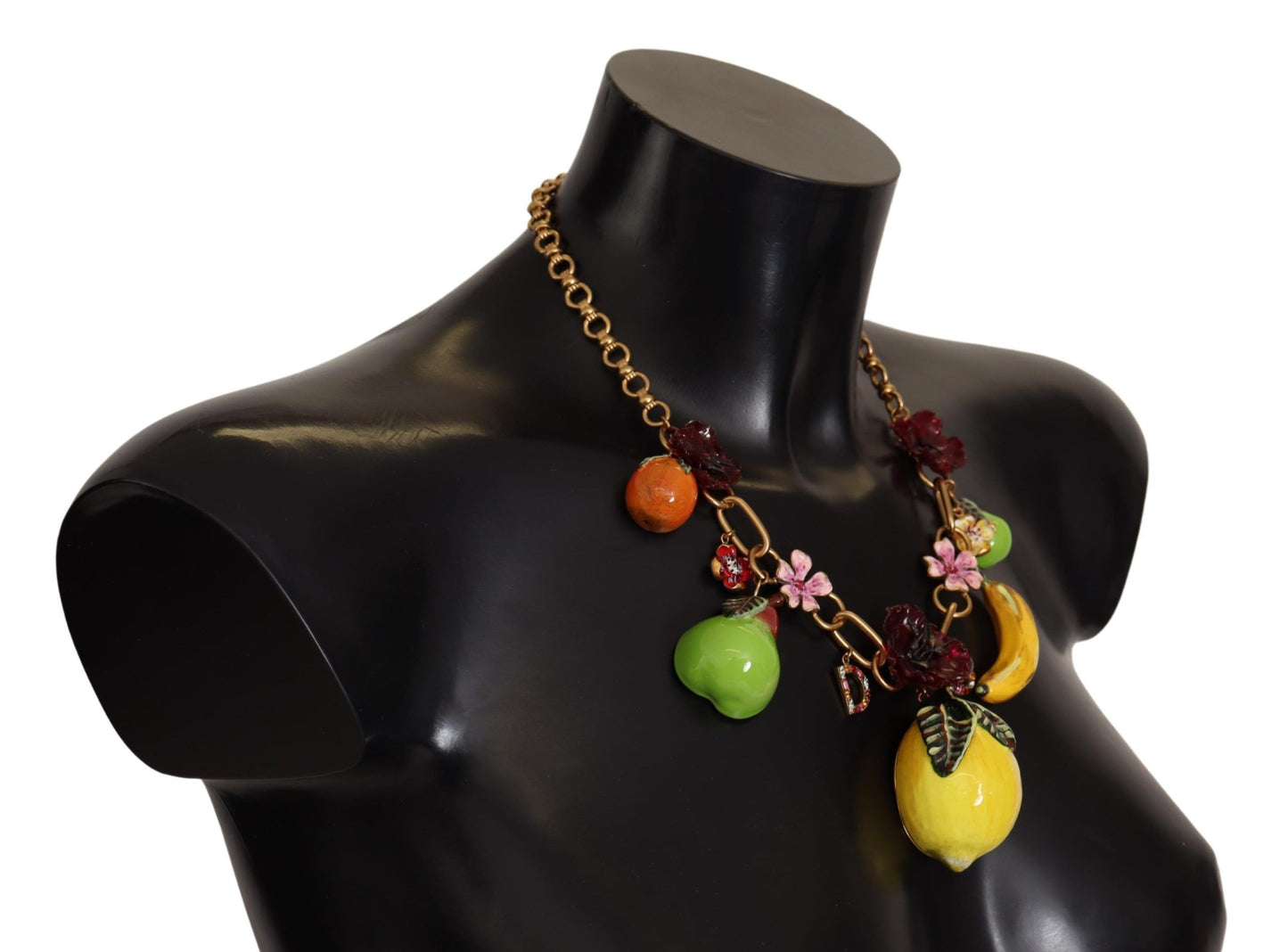 Dolce & Gabbana Gold Brass Sicily Fruits Roses Statement Necklace