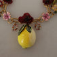 Dolce & Gabbana Gold Brass Sicily Fruits Roses Statement Necklace