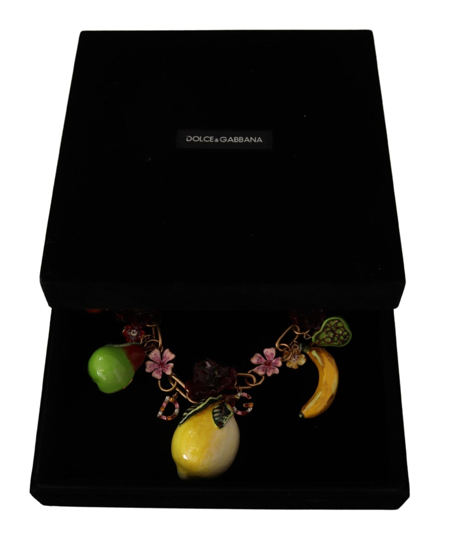 Dolce & Gabbana Gold Brass Sicily Fruits Roses Statement Necklace