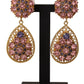 Dolce & Gabbana Gold Crystal DG SICILY Clip-on Jewelry Dangling Earrings