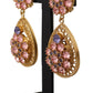 Dolce & Gabbana Gold Crystal DG SICILY Clip-on Jewelry Dangling Earrings