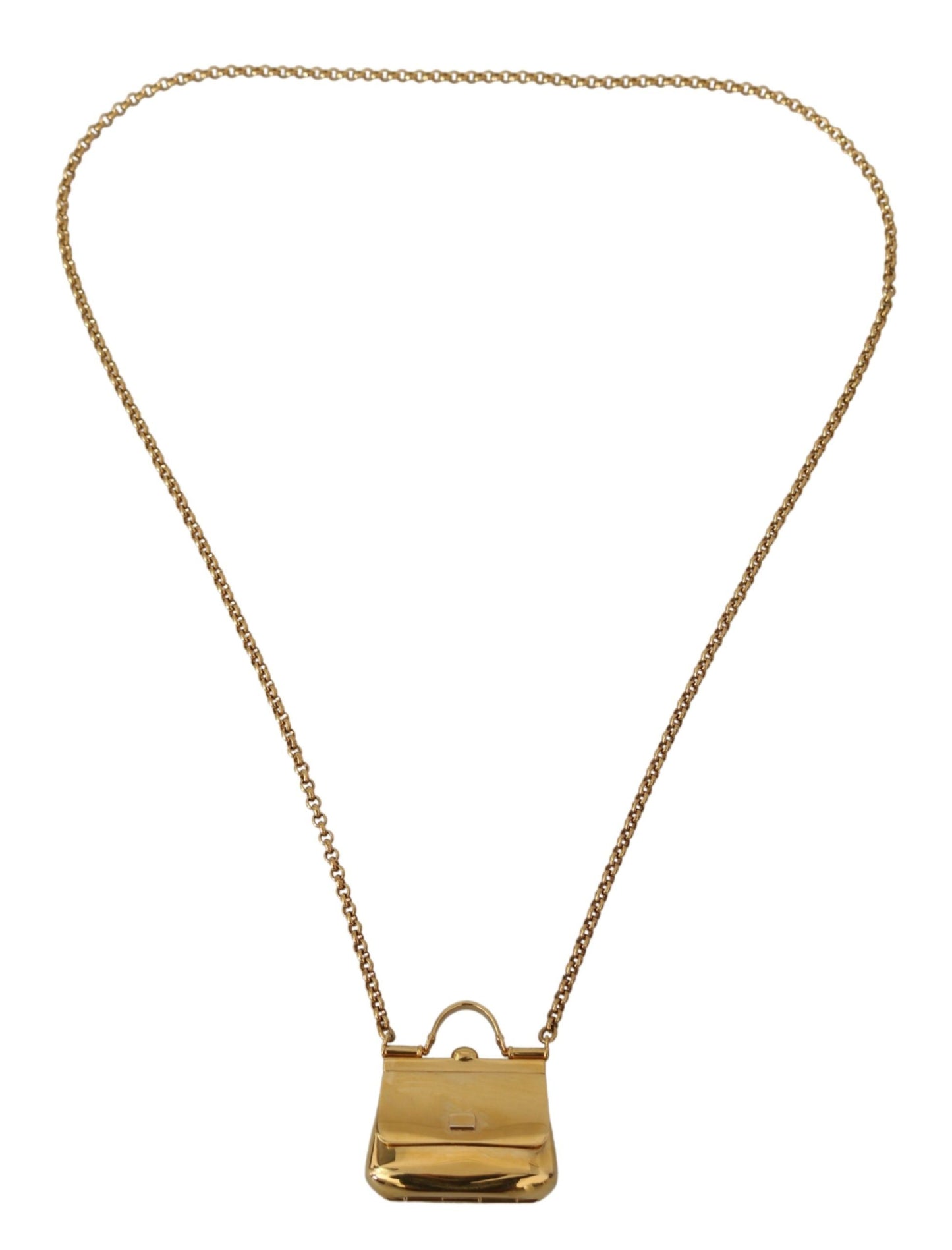 Dolce & Gabbana Bag Sicily Gold Brass Chain Micro Bag Pendant Necklace