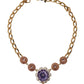 Dolce & Gabbana Gold Brass Crystal Purple Pink Pearl Pendants Necklace