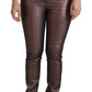 Dolce & Gabbana Purple Metallic High Waist Skinny Cotton Pants