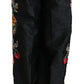 Dolce & Gabbana Black Brocade Floral Sequined Beaded Pants