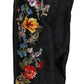 Dolce & Gabbana Black Brocade Floral Sequined Beaded Pants