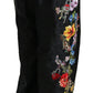 Dolce & Gabbana Black Brocade Floral Sequined Beaded Pants