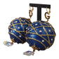 Dolce & Gabbana Blue Christmas Ball Crystal Hook Gold Brass Earrings