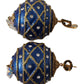 Dolce & Gabbana Blue Christmas Ball Crystal Hook Gold Brass Earrings