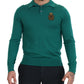 Dolce & Gabbana Green Cashmere Collared Logo Pullover Sweater
