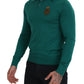 Dolce & Gabbana Green Cashmere Collared Logo Pullover Sweater