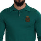Dolce & Gabbana Green Cashmere Collared Logo Pullover Sweater