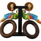 Dolce & Gabbana Gold Brass Wood Parrot Hoop Clip-on Jewelry Dangling Earrings