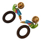 Dolce & Gabbana Gold Brass Wood Parrot Hoop Clip-on Jewelry Dangling Earrings