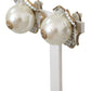 Dolce & Gabbana Gold Tone Maxi Faux Pearl Floral Clip-on Jewelry Earrings