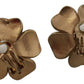 Dolce & Gabbana Gold Tone Maxi Faux Pearl Floral Clip-on Jewelry Earrings