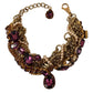 Dolce & Gabbana Gold Brass Sicily Purple Crystal Necklace